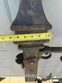 Antique Ornate Victorian Cast Iron Newel Fence Post & Architectural Fence