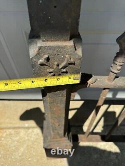 Antique Ornate Victorian Cast Iron Newel Fence Post & Architectural Fence