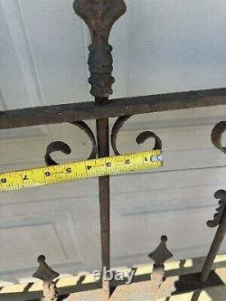 Antique Ornate Victorian Cast Iron Newel Fence Post & Architectural Fence