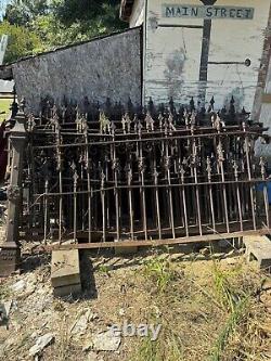 Antique Ornate Victorian Cast Iron Newel Fence Post & Architectural Fence