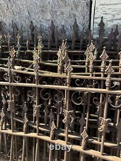 Antique Ornate Victorian Cast Iron Newel Fence Post & Architectural Fence