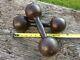 Antique Pair Nice Cast Iron Dumbells Globe Type 14+ Lb. Vtg. Weight Lifting
