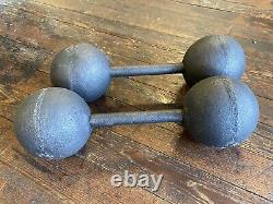 Antique Pair Of Cast Iron Globe Dumbbell 50lb