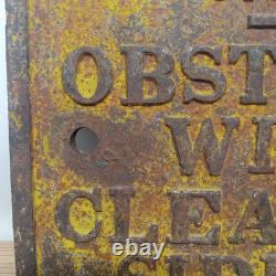 Antique Railroad Sign Clearance Warning Cast Iron 17 7/8 X 10.5 X 1/2 21 Lbs