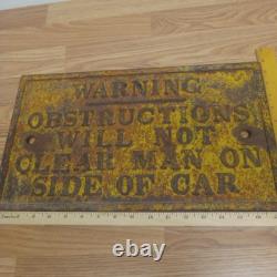 Antique Railroad Sign Clearance Warning Cast Iron 17 7/8 X 10.5 X 1/2 21 Lbs