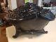 Antique Victorian Cast Iron Fireside Coal Scuttle Bin / 21 Lbs. 18x14x10