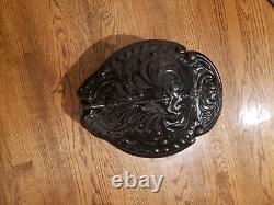 Antique Victorian Cast Iron Fireside Coal Scuttle Bin / 21 Lbs. 18x14x10