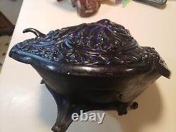Antique Victorian Cast Iron Fireside Coal Scuttle Bin / 21 Lbs. 18x14x10