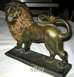 Antique Victorian Heavy Huge Cast Iron Lion Art Statue Sculpture Doorstop 12 Lbs