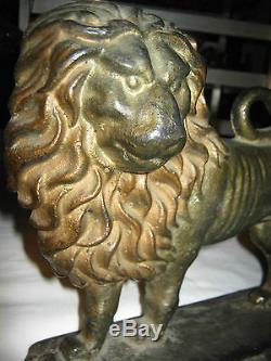 Antique Victorian Heavy Huge Cast Iron Lion Art Statue Sculpture Doorstop 12 Lbs