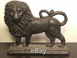 Antique Victorian Heavy Huge Cast Iron Lion Art Statue Sculpture Doorstop 18 Lbs