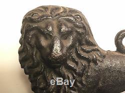 Antique Victorian Heavy Huge Cast Iron Lion Art Statue Sculpture Doorstop 18 Lbs