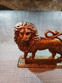 Antique Victorian Heavy Huge Cast Iron Lion Art Statue Sculpture Doorstop 18 Lbs