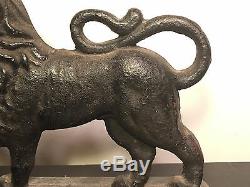 Antique Victorian Heavy Huge Cast Iron Lion Art Statue Sculpture Doorstop 18 Lbs