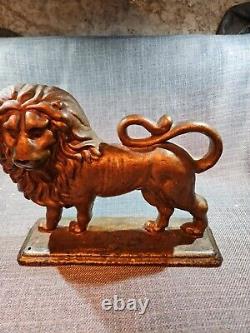 Antique Victorian Heavy Huge Cast Iron Lion Art Statue Sculpture Doorstop 18 Lbs