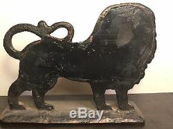 Antique Victorian Heavy Huge Cast Iron Lion Art Statue Sculpture Doorstop 18 Lbs