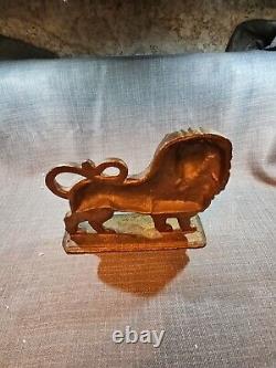 Antique Victorian Heavy Huge Cast Iron Lion Art Statue Sculpture Doorstop 18 Lbs