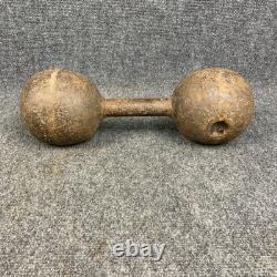 Antique Vintage Cast Iron Dumbbell Round Head Hand Weight Weighs 43.12 lbs
