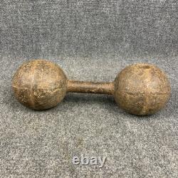 Antique Vintage Cast Iron Dumbbell Round Head Hand Weight Weighs 43.12 lbs