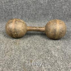 Antique Vintage Cast Iron Dumbbell Round Head Hand Weight Weighs 43.12 lbs