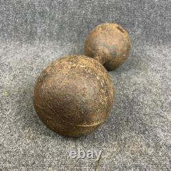 Antique Vintage Cast Iron Dumbbell Round Head Hand Weight Weighs 43.12 lbs