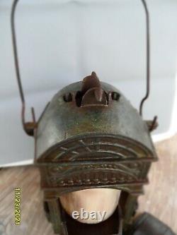 Antique Vintage Cast Iron Roman Style Lantern Candle Holder 12 Tall/12 Lbs