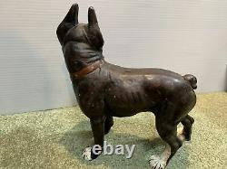 Antique Vintage Hubley Boston Terrier Large Cast Iron Dog Door Stopper 8.5 Lbs