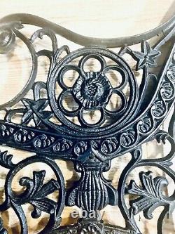 Antique cast iron garden bench ends ornate Victorian