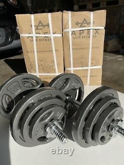 Apex Life Fitness Hammertone Cast Iron 100 LB Adjustable Dumbbell Set USA SHIP