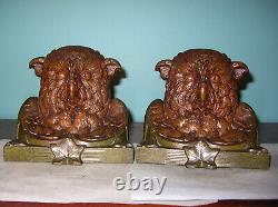 BIG antique owl wisdom cast iron bookends Judd Co, near mint, 1925, 9 lbs