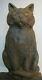 Black Cat Antique Cast Iron Doorstop Scary Stare Figural Decorative Statue 12 Lb