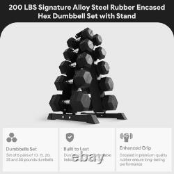 BalanceFrom Signature Alloy Steel 200 lb Rubber Encased Hex Dumbbell Set, Black BalanceFrom Signature Alloy Steel 200 lb Rubber Encased Hex Dumbbell Set, Black