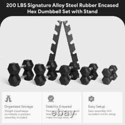 BalanceFrom Signature Alloy Steel 200 lb Rubber Encased Hex Dumbbell Set, Black BalanceFrom Signature Alloy Steel 200 lb Rubber Encased Hex Dumbbell Set, Black