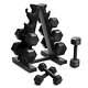 Barbell 100 Lb Cast Iron Hex Dumbbell Weight Set With Rack, Black New
