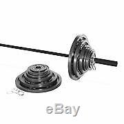 Barbell 300-lb Cast Iron Olympic Weight Set Strength Gym Training Includes 7 Bar