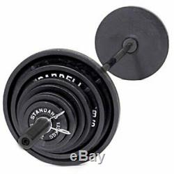 Barbell 300-lb Cast Iron Olympic Weight Set Strength Gym Training Includes 7 Bar