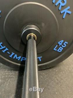 Barbell 45LB Olympic Bar Black 7ft x 2inch Includes 2 Steel Clips