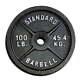 Barbell Olympic Cast Iron Weight Plate 100lbs, Single