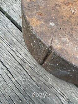 Barbell Vintage Antique CAST IRON Weight Plates Lifting 80lbs each 1 opening