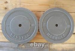 Barbell Weight Plates 50 lb Pair Standard 1 Silver Cast Iron 100 lbs Total