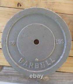 Barbell Weight Plates 50 lb Pair Standard 1 Silver Cast Iron 100 lbs Total