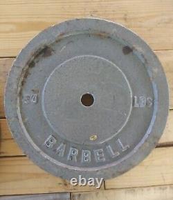 Barbell Weight Plates 50 lb Pair Standard 1 Silver Cast Iron 100 lbs Total