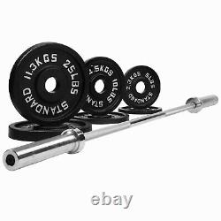 Barbell Weight Set 80lbs Adjustable Cast Iron Chrome Weightlifting Bar Fitness