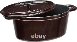 Basics Enameled Cast Iron Oval Dutch Oven, 6-Quart, Deep Cranberry