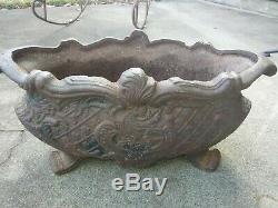 Beautiful Large 45lb French Antique Jardiniere Cast Iron Footed Planter
