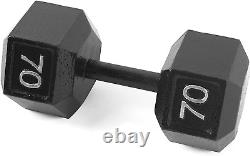 Black Cast Iron Hex Dumbbell 5-120 Lbs Single or Pair