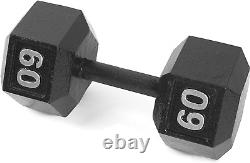 Black Cast Iron Hex Dumbbell 5-120 Lbs Single or Pair