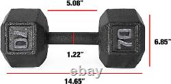 Black Cast Iron Hex Dumbbell 5-120 Lbs Single or Pair