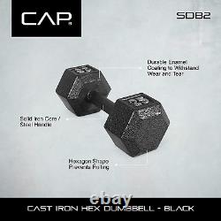 Black Cast Iron Hex Dumbbell 5-120 Lbs Single or Pair