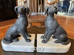 Bookends Labrador Dog 6 Cast Iron marble base Heavy Set 8.5 Lbs Vintage